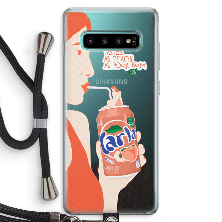 Peach please!: Samsung Galaxy S10 Plus Transparant Hoesje met koord