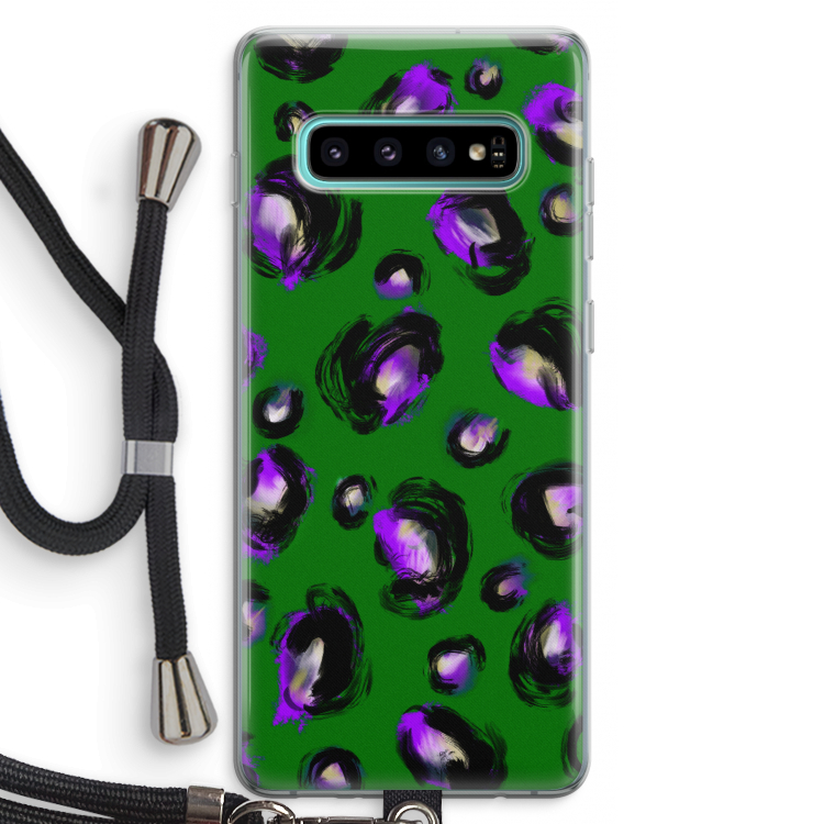Green Cheetah: Samsung Galaxy S10 Plus Transparant Hoesje met koord