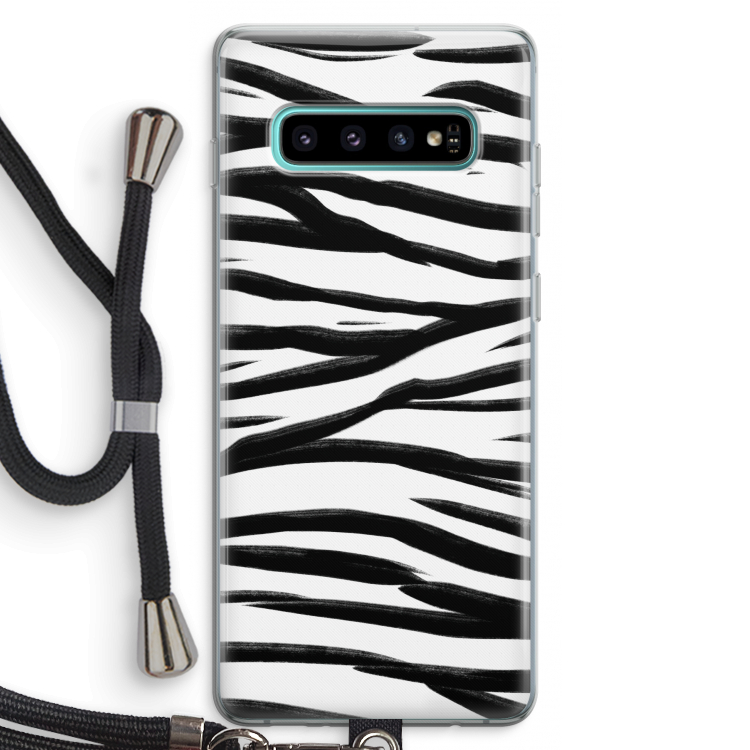 Zebra pattern: Samsung Galaxy S10 Plus Transparant Hoesje met koord
