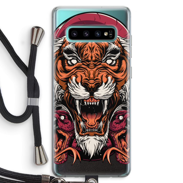 Tiger and Rattlesnakes: Samsung Galaxy S10 Plus Transparant Hoesje met koord