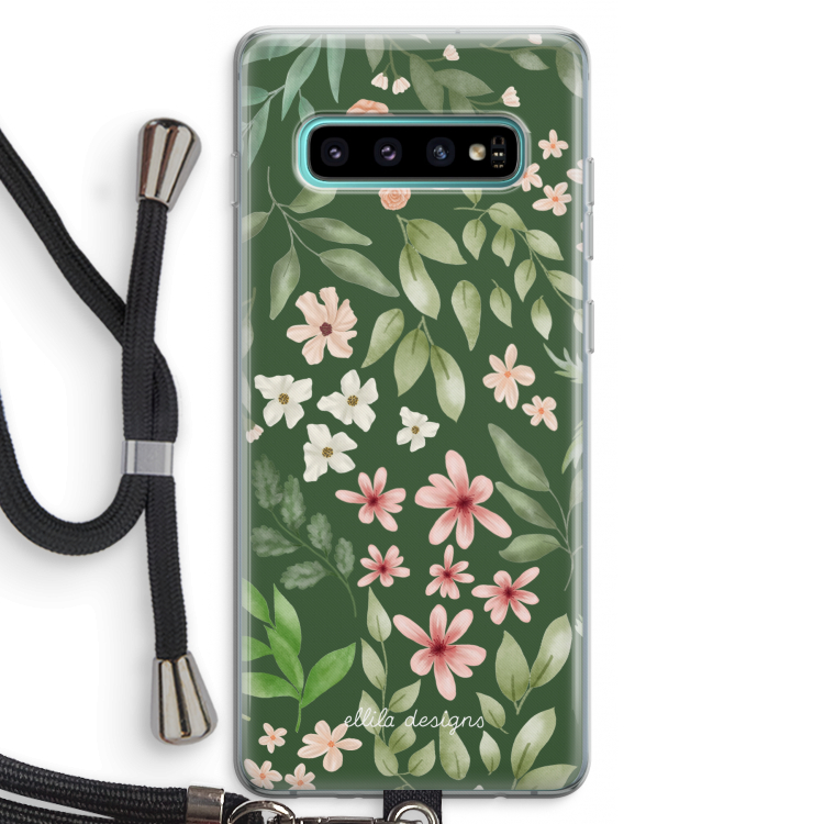 Botanical green sweet flower heaven: Samsung Galaxy S10 Plus Transparant Hoesje met koord