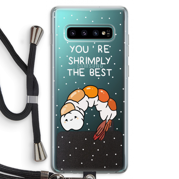 You're Shrimply The Best: Samsung Galaxy S10 Plus Transparant Hoesje met koord