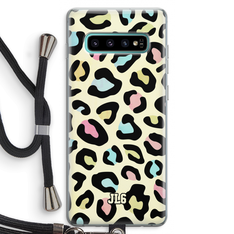 Leopard pattern: Samsung Galaxy S10 Plus Transparant Hoesje met koord