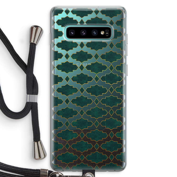 Moroccan tiles: Samsung Galaxy S10 Plus Transparant Hoesje met koord