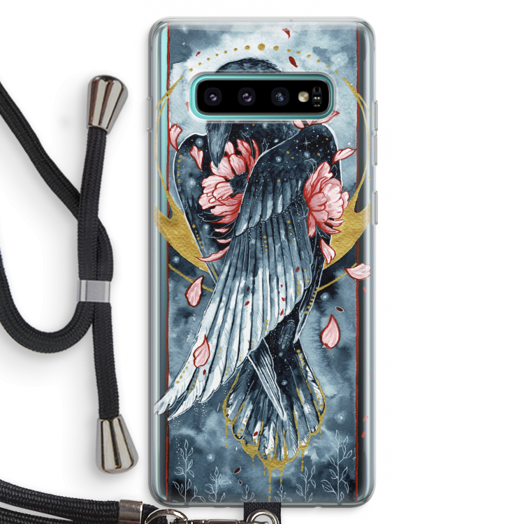 Golden Raven: Samsung Galaxy S10 Plus Transparant Hoesje met koord