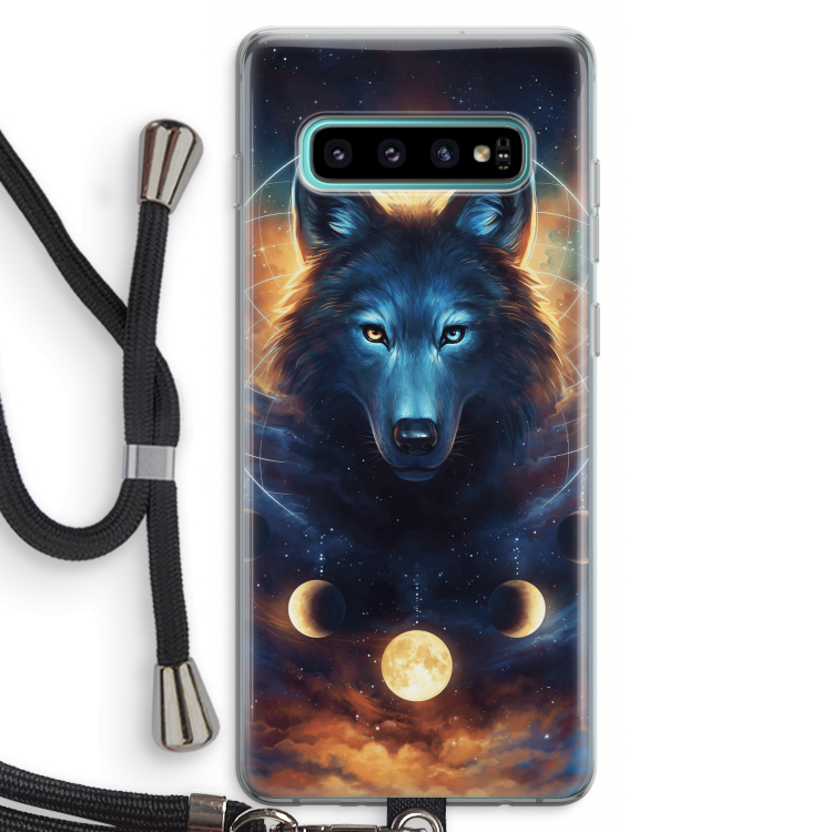 Wolf Dreamcatcher: Samsung Galaxy S10 Plus Transparant Hoesje met koord