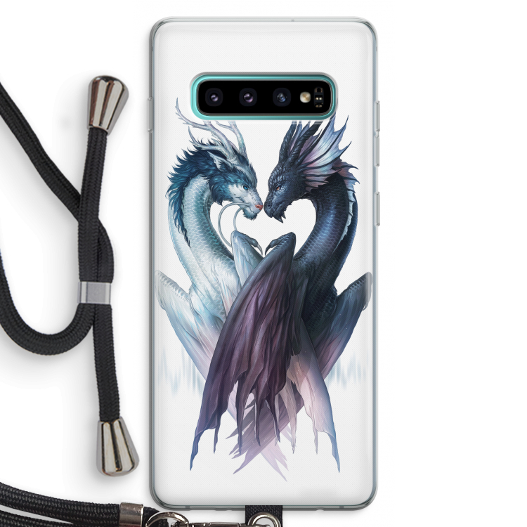 Yin Yang Dragons: Samsung Galaxy S10 Plus Transparant Hoesje met koord
