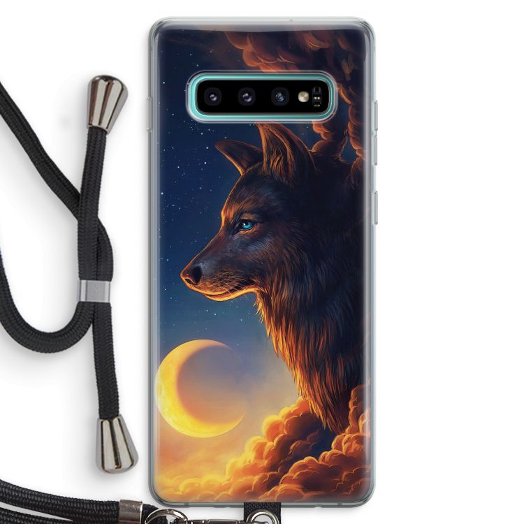 Night Guardian: Samsung Galaxy S10 Plus Transparant Hoesje met koord
