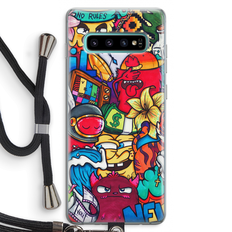 No Rules: Samsung Galaxy S10 Plus Transparant Hoesje met koord