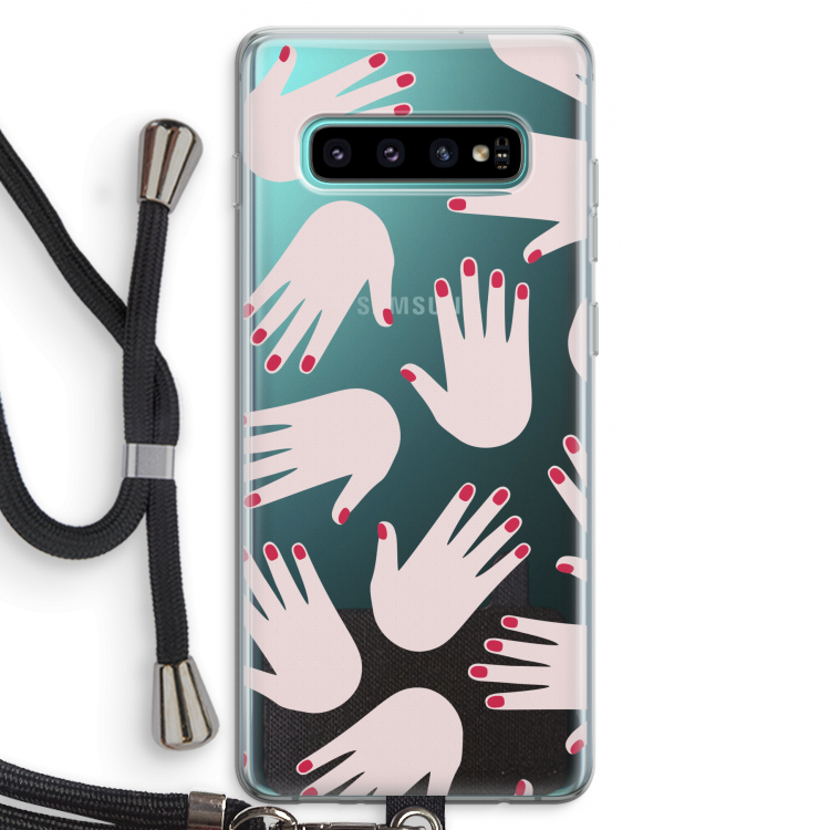 Hands pink: Samsung Galaxy S10 Plus Transparant Hoesje met koord