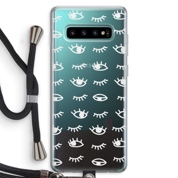 Eye pattern #3: Samsung Galaxy S10 Plus Transparant Hoesje met koord