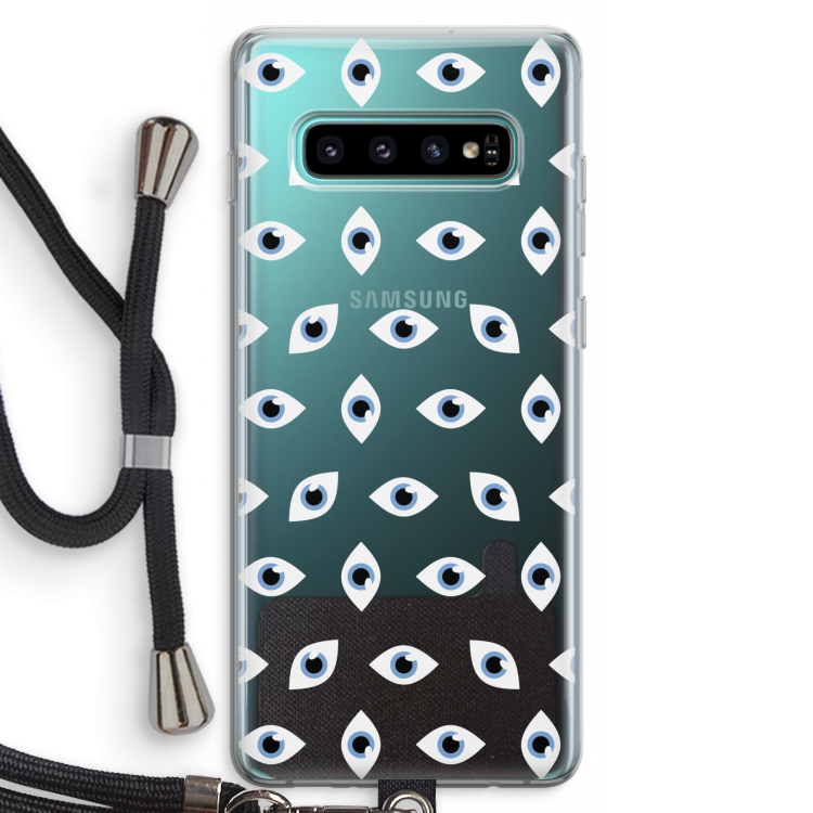 Eyes pattern: Samsung Galaxy S10 Plus Transparant Hoesje met koord