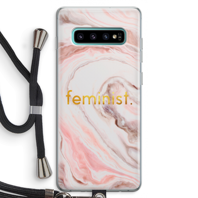 Feminist: Samsung Galaxy S10 Plus Transparant Hoesje met koord