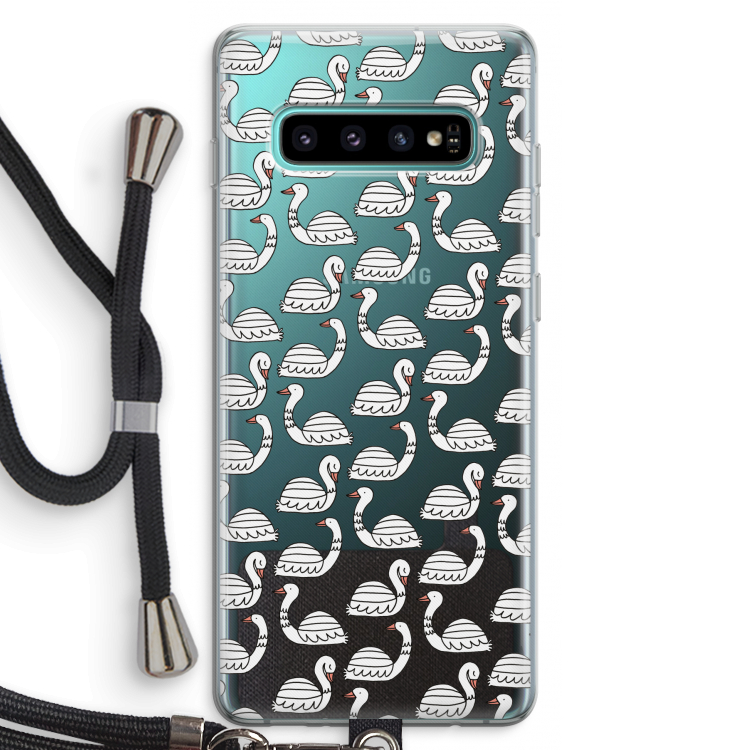 Zwanen: Samsung Galaxy S10 Plus Transparant Hoesje met koord