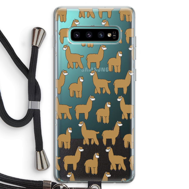 Alpacas: Samsung Galaxy S10 Plus Transparant Hoesje met koord