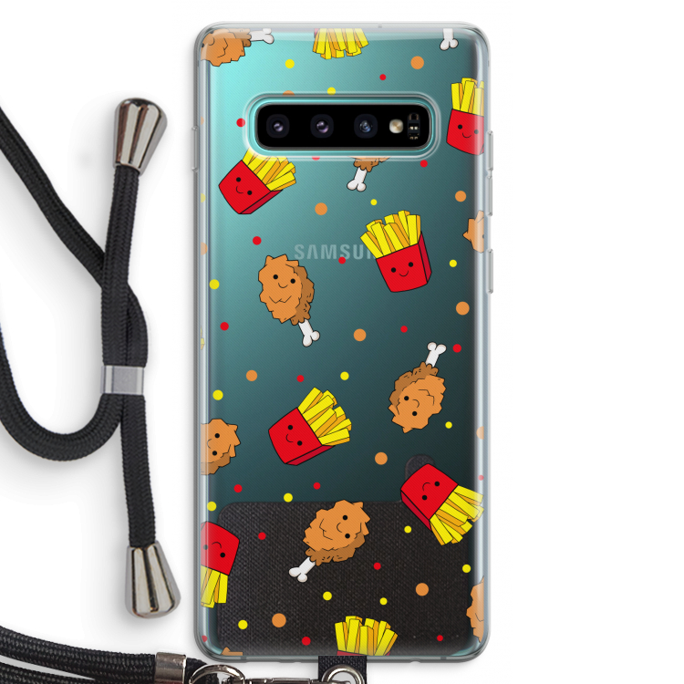 Chicken 'n Fries: Samsung Galaxy S10 Plus Transparant Hoesje met koord