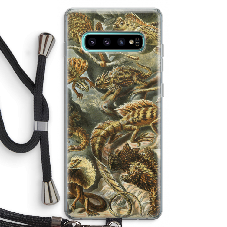 Haeckel Lacertilia: Samsung Galaxy S10 Plus Transparant Hoesje met koord