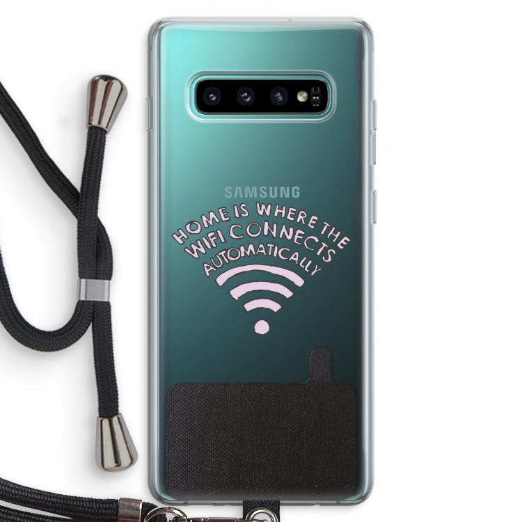 Home Is Where The Wifi Is: Samsung Galaxy S10 Plus Transparant Hoesje met koord
