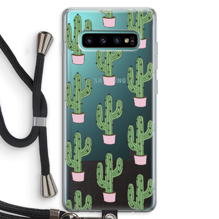Cactus Lover: Samsung Galaxy S10 Plus Transparant Hoesje met koord