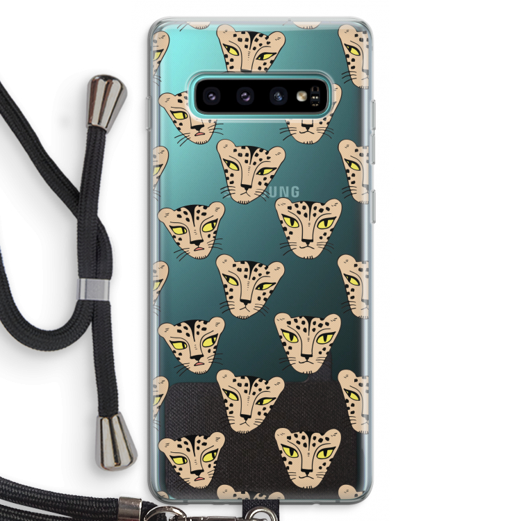 Tijger: Samsung Galaxy S10 Plus Transparant Hoesje met koord