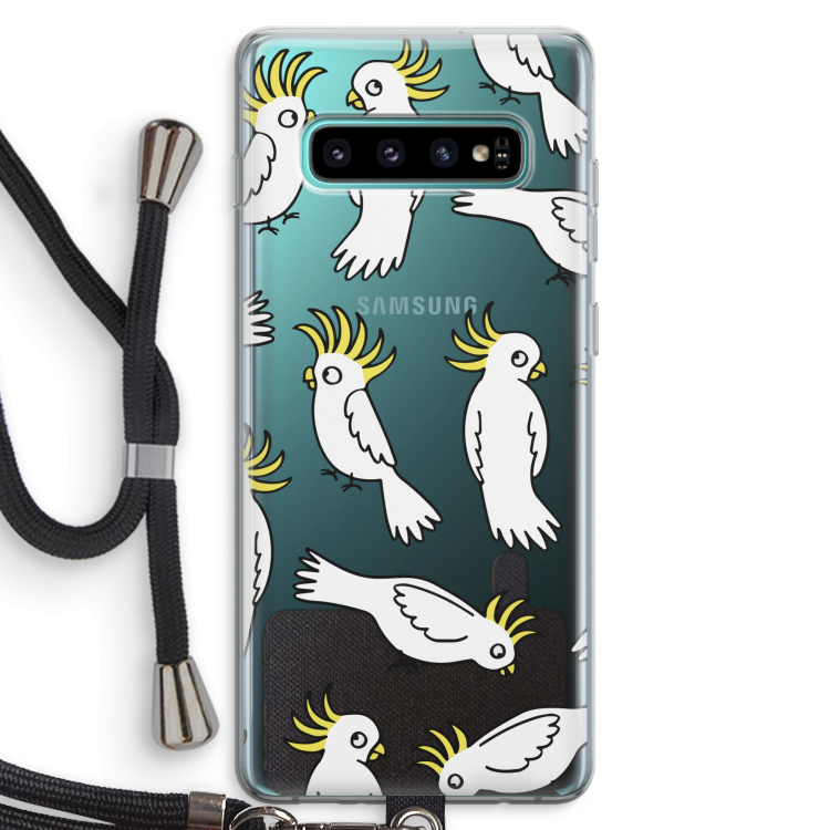 Papegaai: Samsung Galaxy S10 Plus Transparant Hoesje met koord