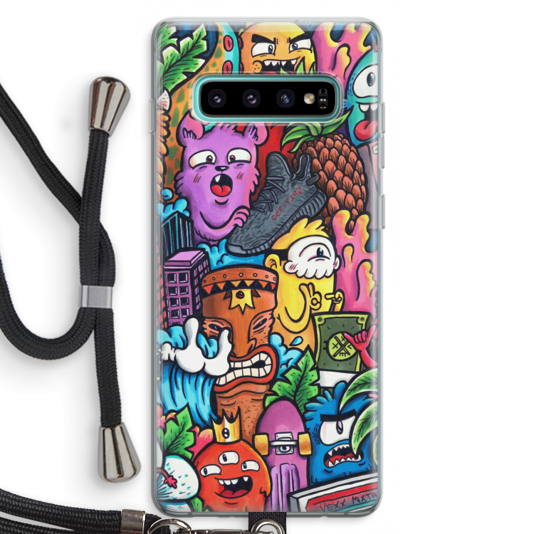 Vexx Mixtape: Samsung Galaxy S10 Plus Transparant Hoesje met koord