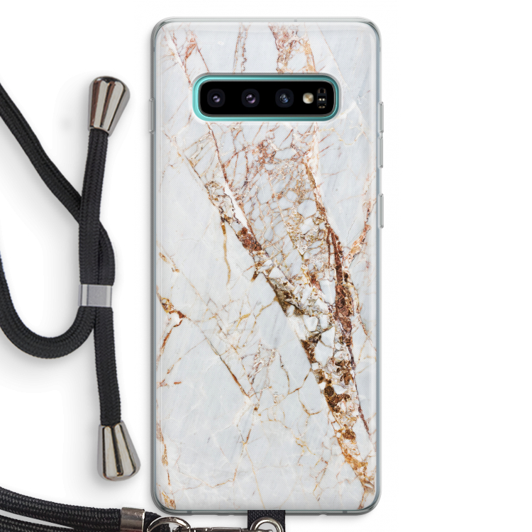 Goud marmer: Samsung Galaxy S10 Plus Transparant Hoesje met koord