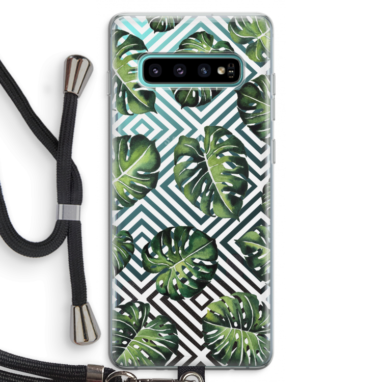Geometrische jungle: Samsung Galaxy S10 Plus Transparant Hoesje met koord