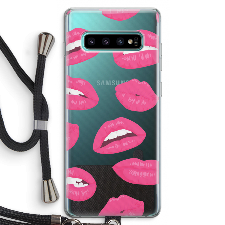 Bite my lip: Samsung Galaxy S10 Plus Transparant Hoesje met koord