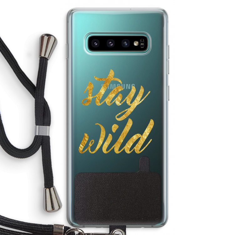 Stay wild: Samsung Galaxy S10 Plus Transparant Hoesje met koord