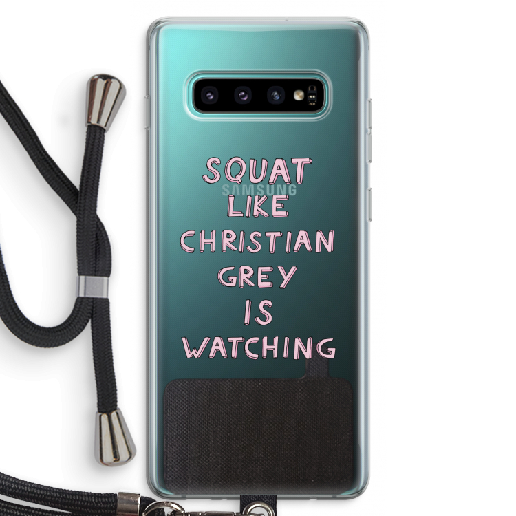Christian Grey: Samsung Galaxy S10 Plus Transparant Hoesje met koord