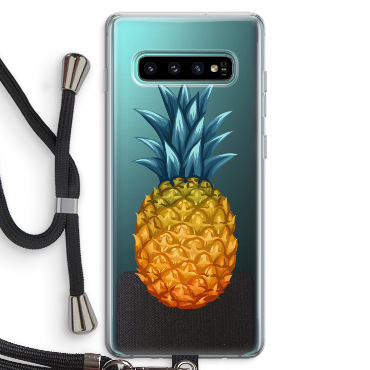 Grote ananas: Samsung Galaxy S10 Plus Transparant Hoesje met koord