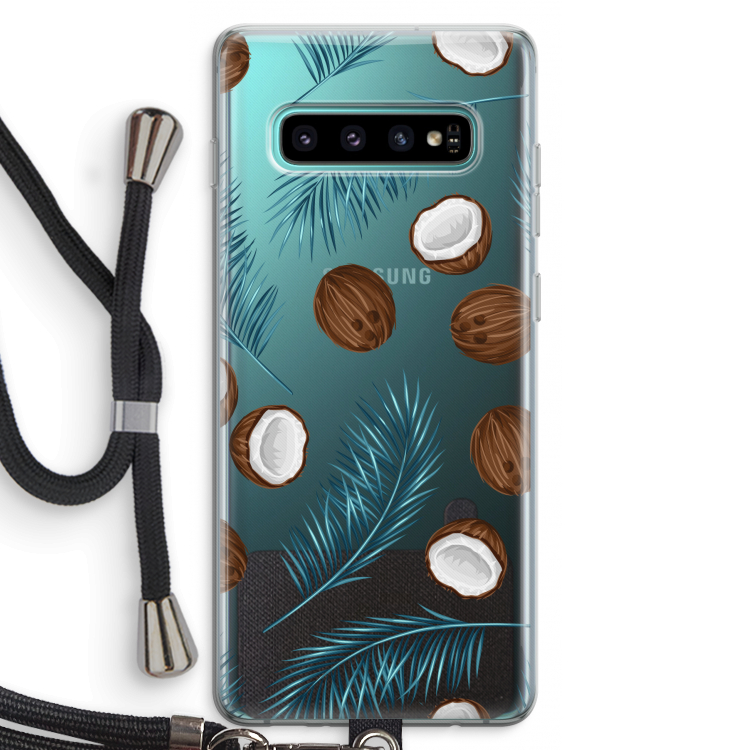 Kokosnoot roze: Samsung Galaxy S10 Plus Transparant Hoesje met koord