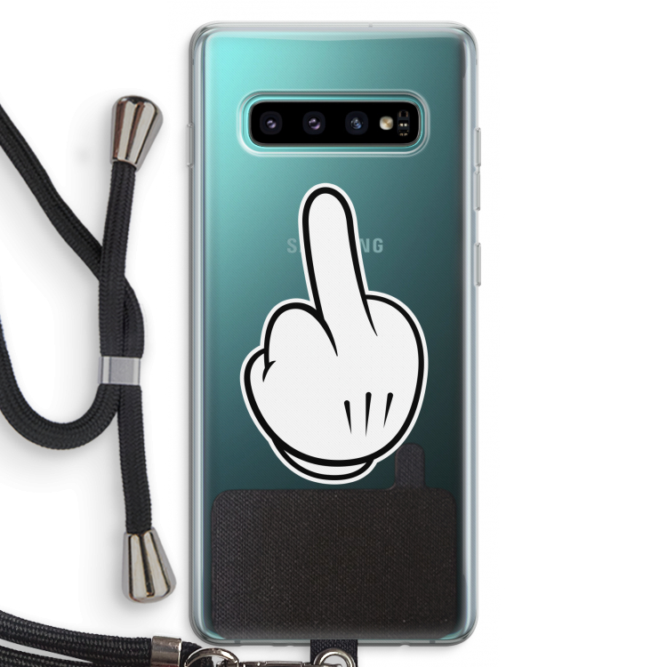 Middle finger black: Samsung Galaxy S10 Plus Transparant Hoesje met koord