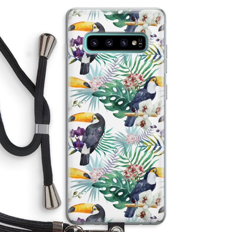 Tukans: Samsung Galaxy S10 Plus Transparant Hoesje met koord