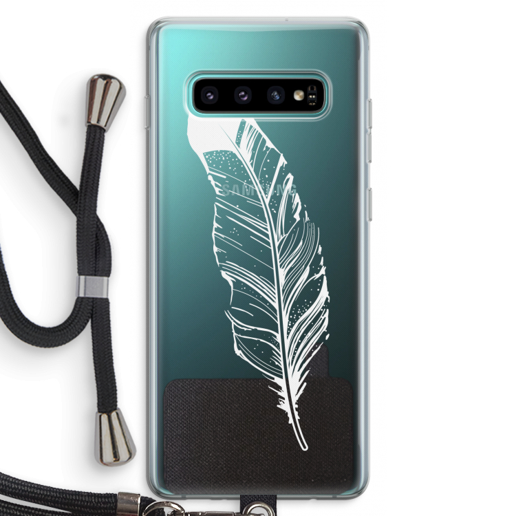 Pluim: Samsung Galaxy S10 Plus Transparant Hoesje met koord