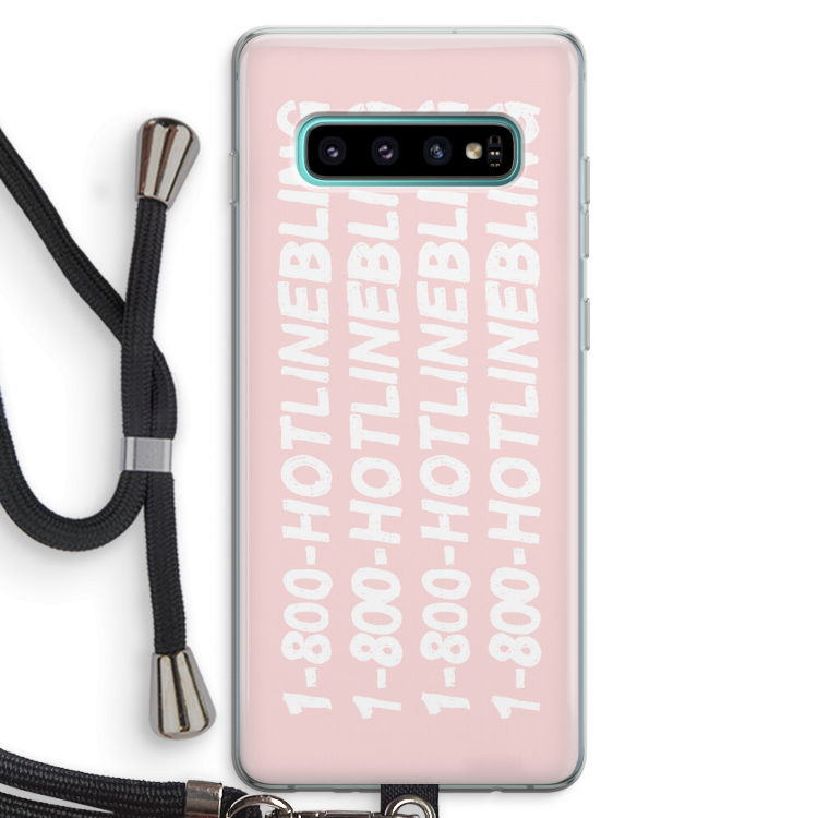 Hotline bling pink: Samsung Galaxy S10 Plus Transparant Hoesje met koord
