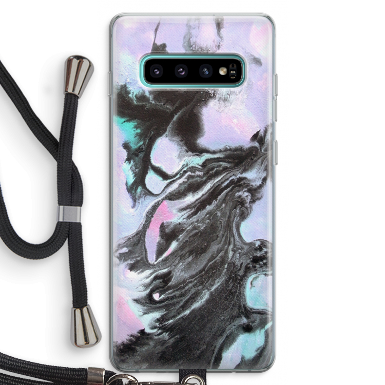 Pastel zwart: Samsung Galaxy S10 Plus Transparant Hoesje met koord