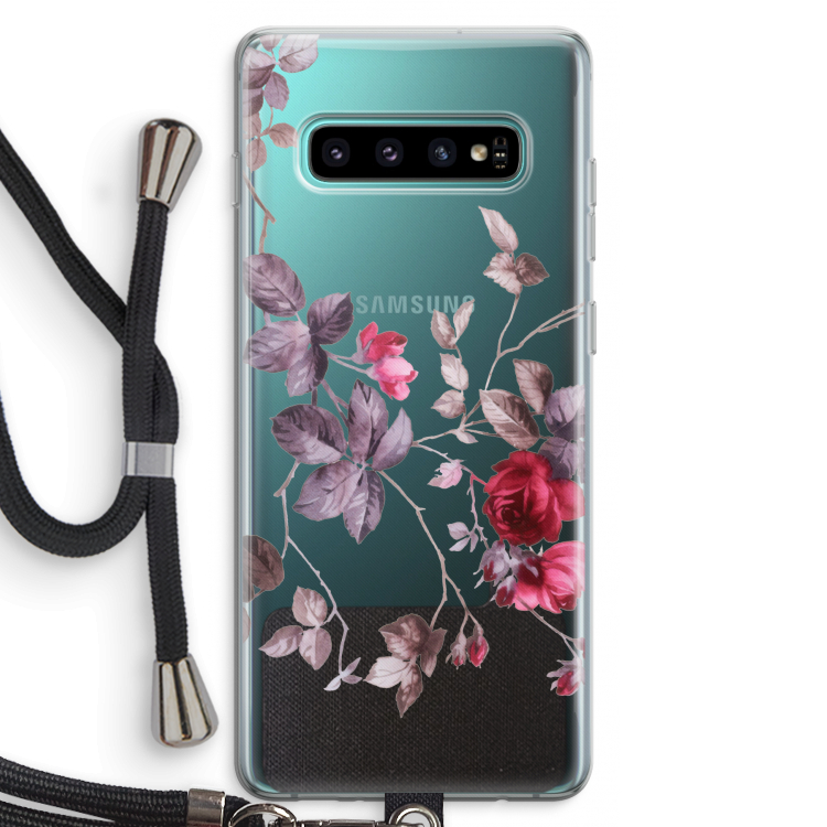Mooie bloemen: Samsung Galaxy S10 Plus Transparant Hoesje met koord