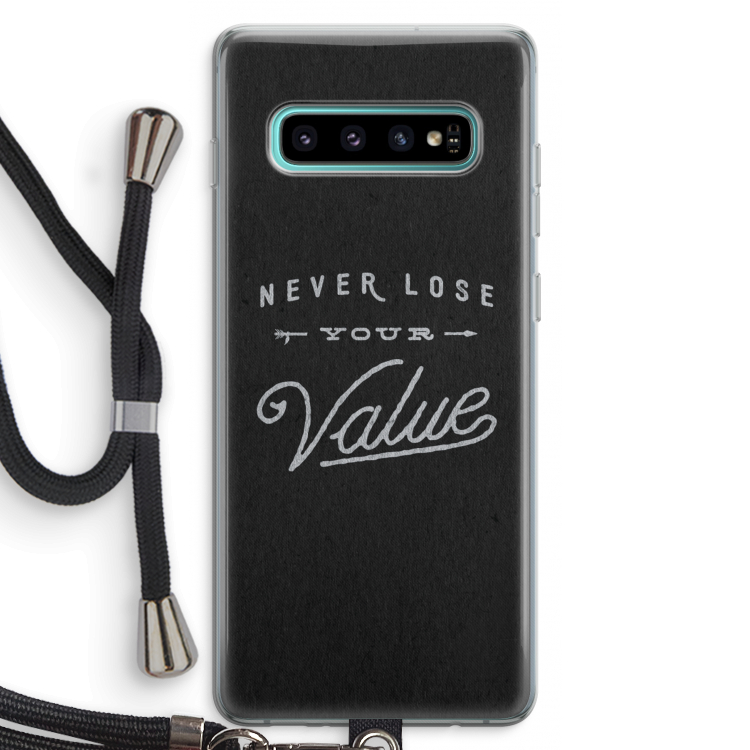 Never lose your value: Samsung Galaxy S10 Plus Transparant Hoesje met koord