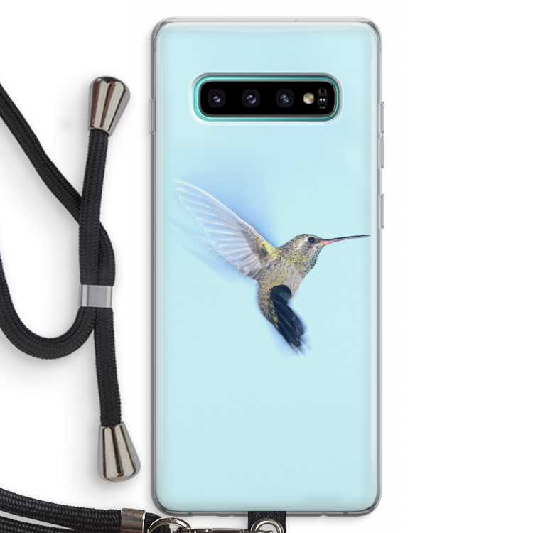 Kolibri: Samsung Galaxy S10 Plus Transparant Hoesje met koord