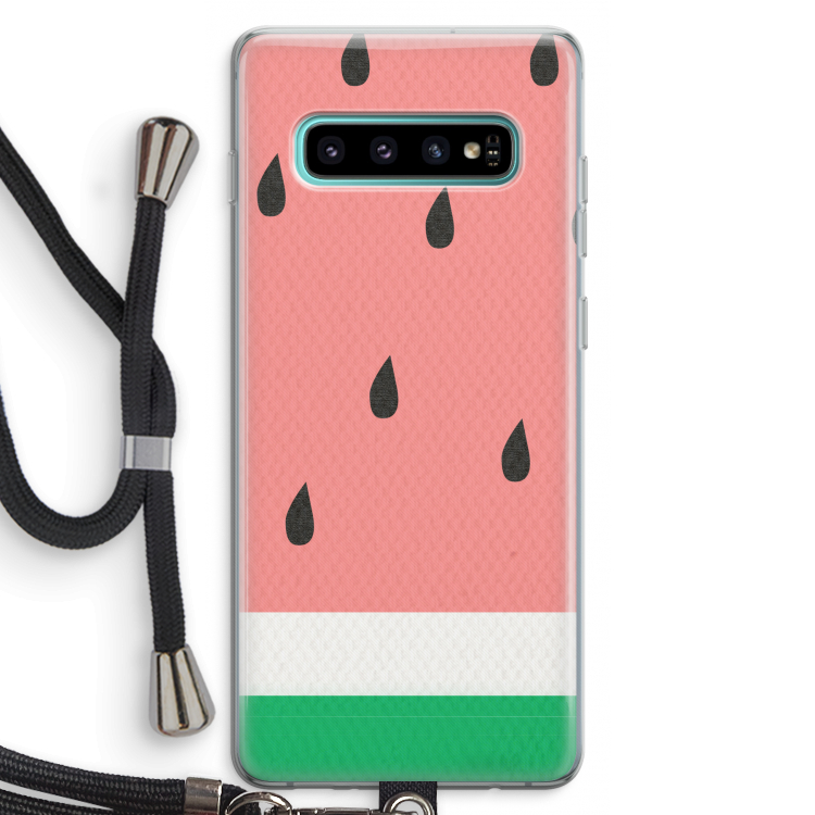Watermeloen: Samsung Galaxy S10 Plus Transparant Hoesje met koord