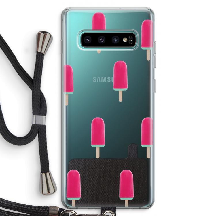 Waterijsje: Samsung Galaxy S10 Plus Transparant Hoesje met koord