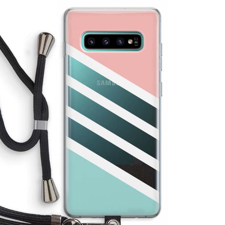 Strepen pastel: Samsung Galaxy S10 Plus Transparant Hoesje met koord