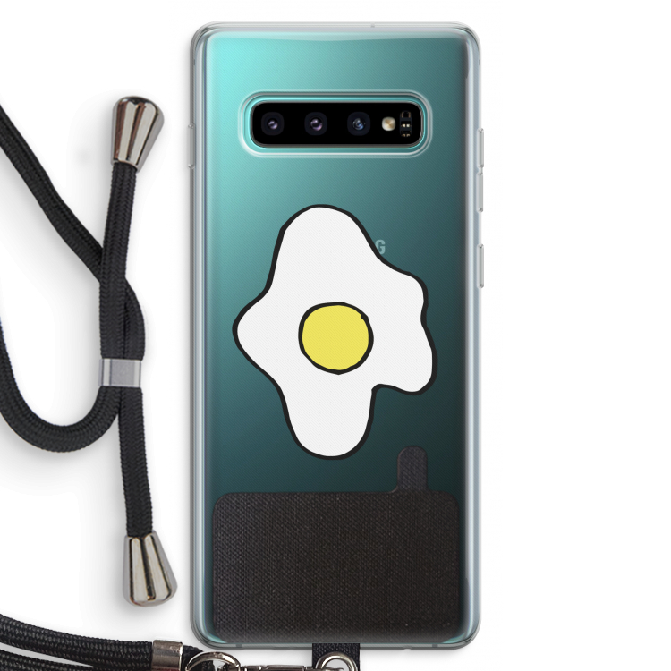 Spiegelei: Samsung Galaxy S10 Plus Transparant Hoesje met koord