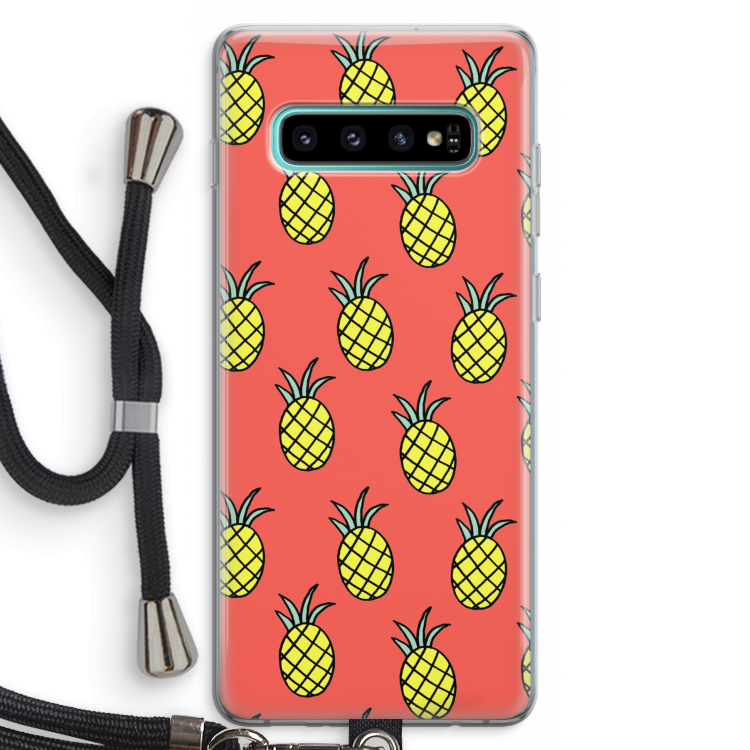 Ananas: Samsung Galaxy S10 Plus Transparant Hoesje met koord