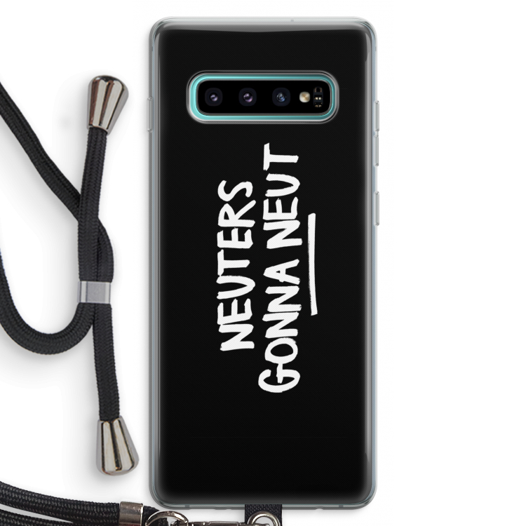 Neuters (zwart): Samsung Galaxy S10 Plus Transparant Hoesje met koord