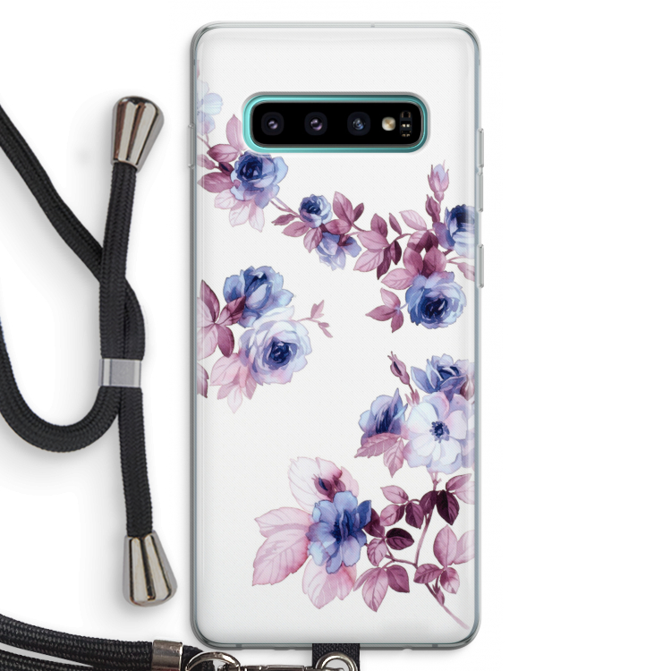 Waterverf bloemen: Samsung Galaxy S10 Plus Transparant Hoesje met koord