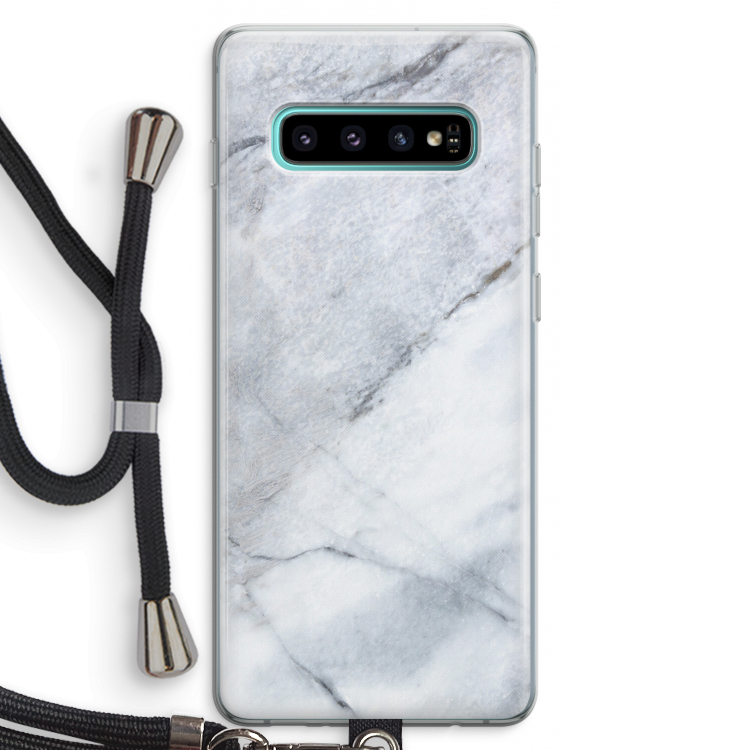 Witte marmer: Samsung Galaxy S10 Plus Transparant Hoesje met koord