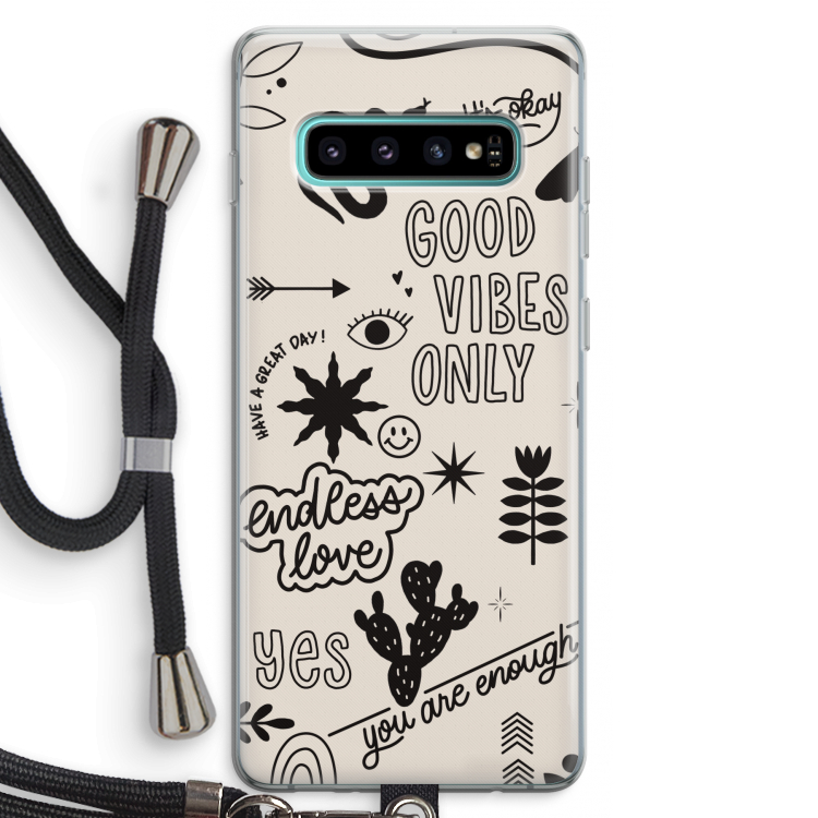 Good vibes: Samsung Galaxy S10 Plus Transparant Hoesje met koord